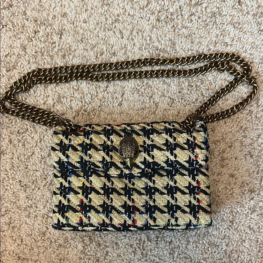Kurt Geiger Black and Gold Houndstooth purse